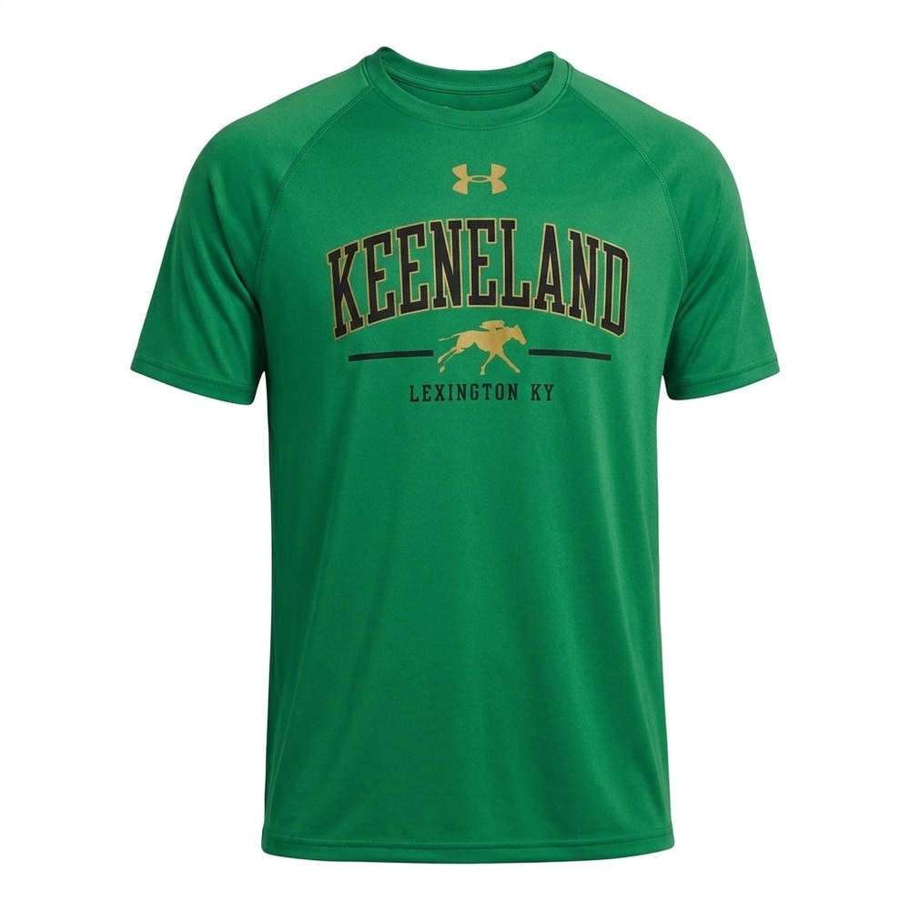 Under Armour Kelly Green Keeneland Short Sleeve Performance Tee with Gold Logo